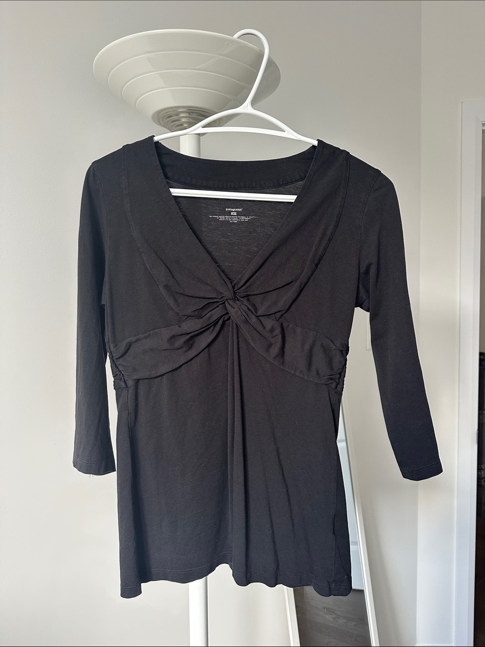 Patagonia Black Twist-Front V-Neck Top - Picture 2 of 4